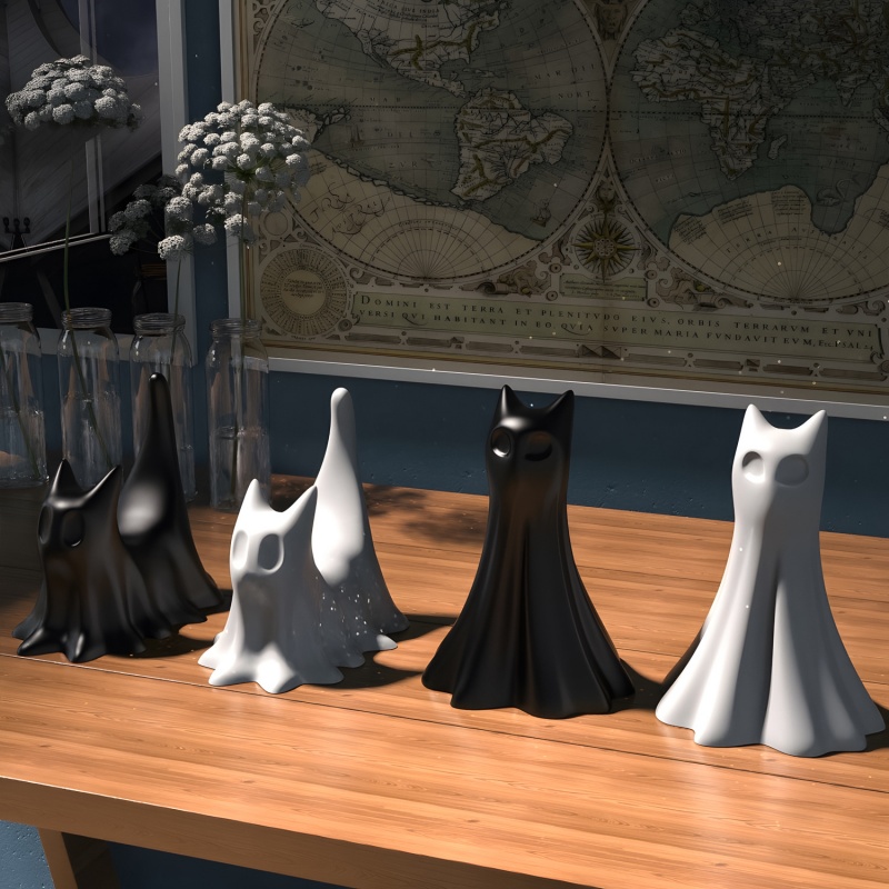 Ghost Cat Halloween Desktop Or - огляд і ціна Candle Making Items