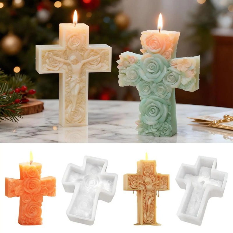 Flower Cross Jesus Silicone Ca - огляд і ціна Candle Making Party